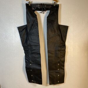 City Custom Leather Black Chaps READ sz M